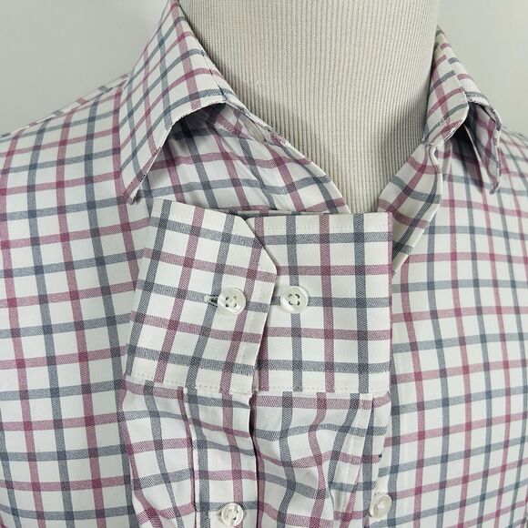 Bonobos Small Tailored Fit Casual Shirt Red White Blue Plaid Nylon Blend - Picture 4 of 5